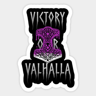 Victory or Valhalla Mjolnir Viking Norse Hammer of Thor Purple Sticker